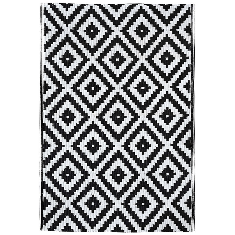 Diamond Indoor/Outdoor Rug Black & White - 120x180cm