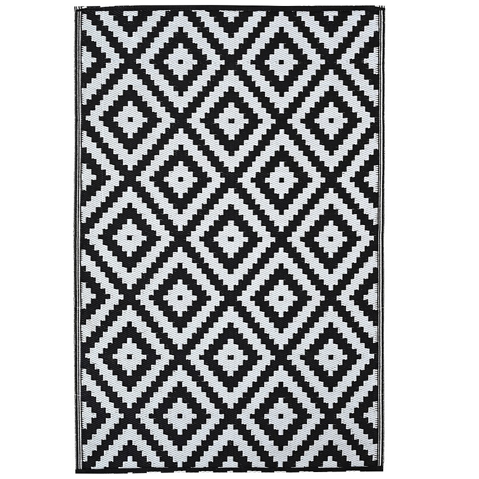 Diamond Indoor/Outdoor Rug Black & White - 120x180cm