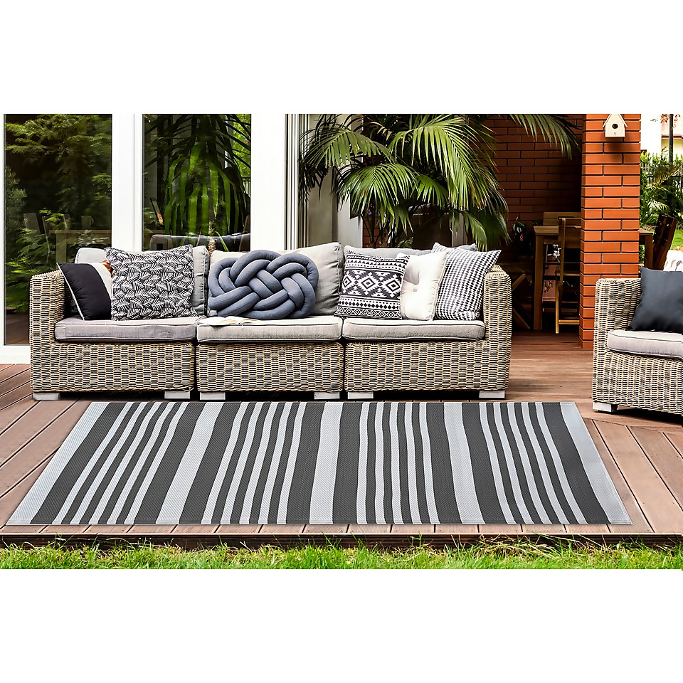 Modern Country Indoor/Outdoor Rug Grey & White - 160x230cm