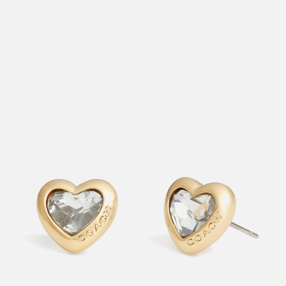 Coach Heart Gold-Tone Stud Earrings