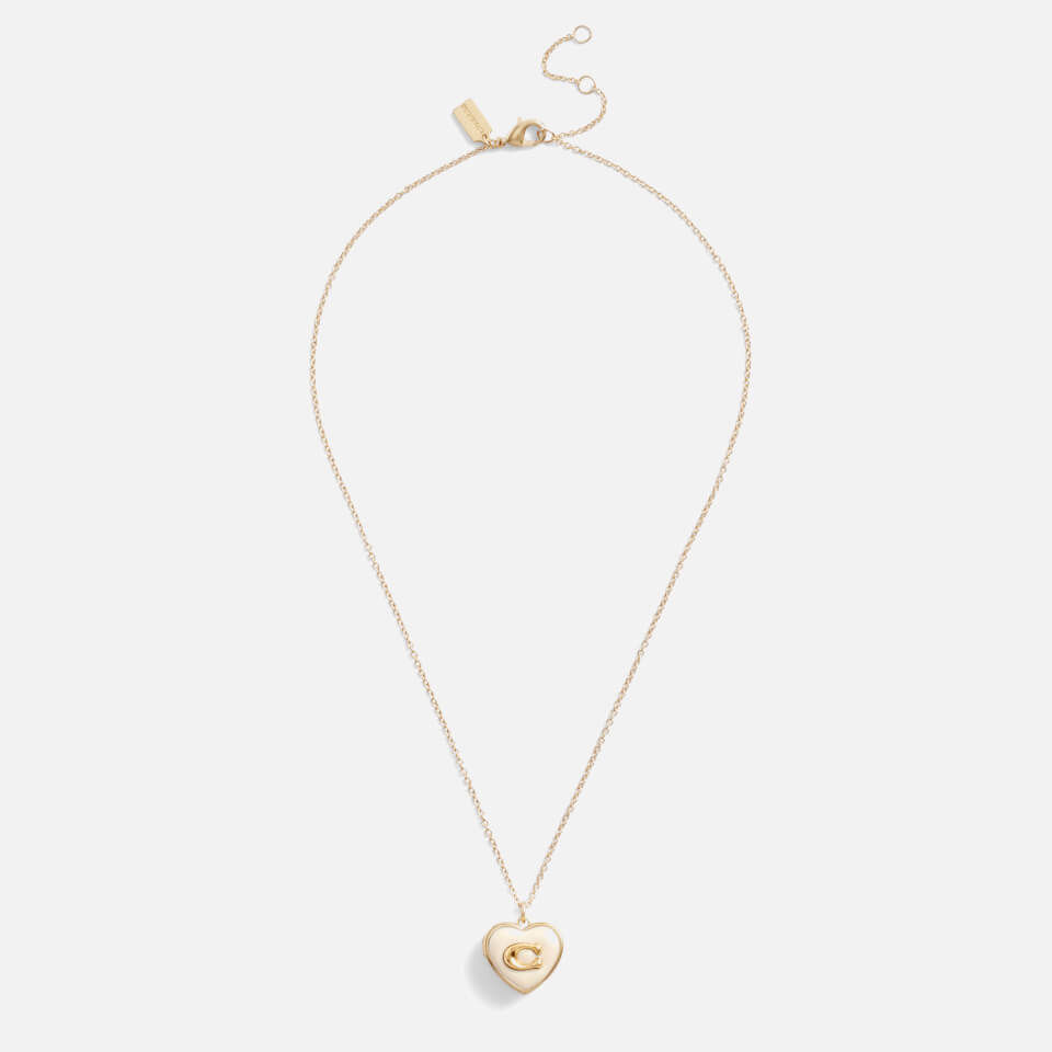 Coach Heart Boxed Gold-Tone Pendant Necklace