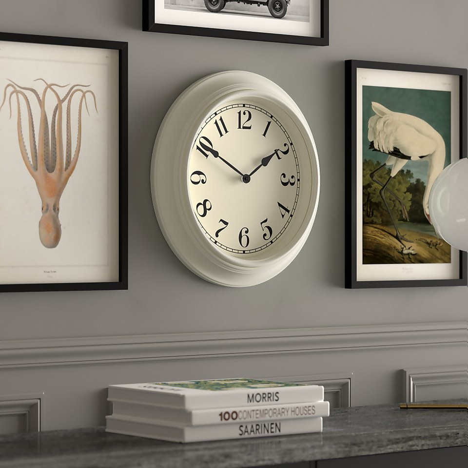 Kitchen Wall Clock - 40cm - Cream | Homebase