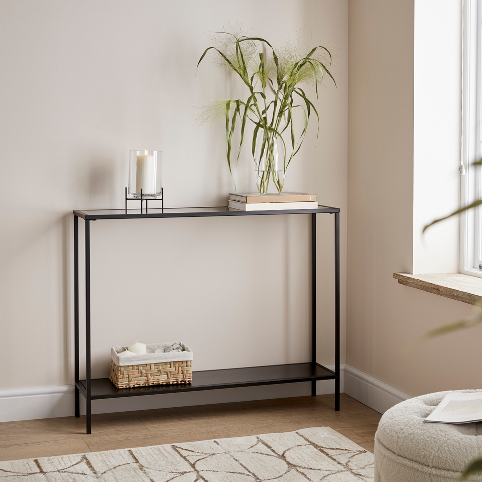 Fraser Smoked Glass Console Table – Black