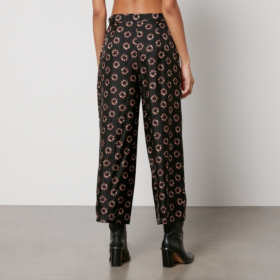Max Mara Studio Torbole Cropped Silk Straight-Leg Trousers