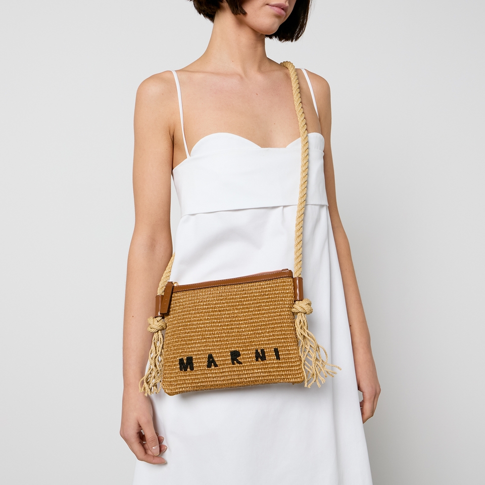 Marni Marcel Raffia and Leather Crossbody Bag Coggles