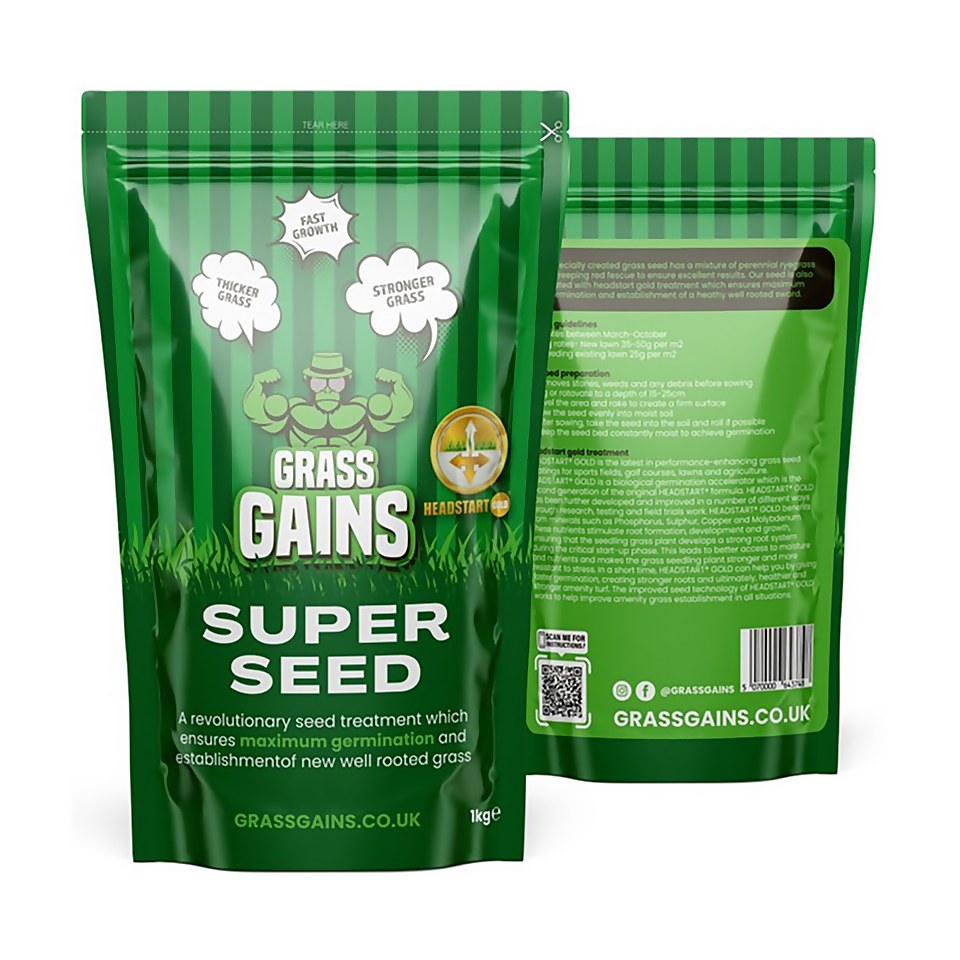 Grass Gains Super Seed Lawn Grass Seed - 100m2