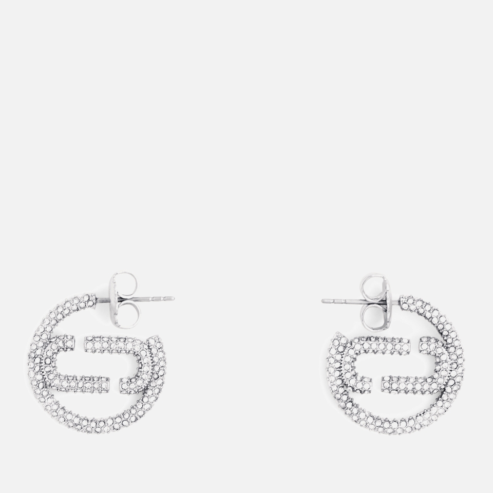 Marc Jacobs Small Crystal Silver-Plated Hoop Earrings