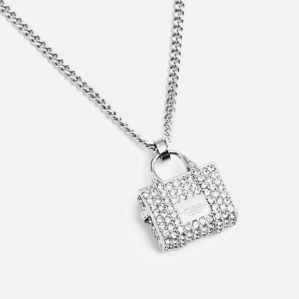 Marc Jacobs Silver-Toned Pave Tote Pendant Necklace