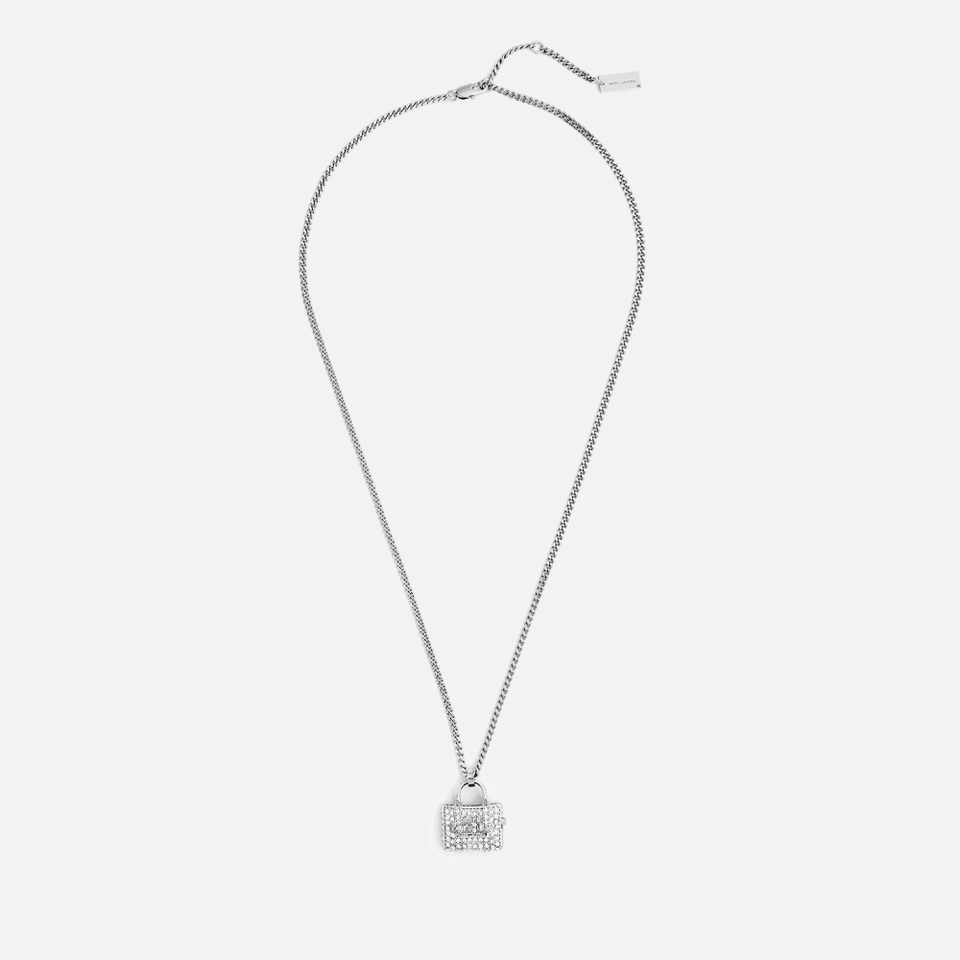Marc Jacobs Silver-Toned Pave Tote Pendant Necklace
