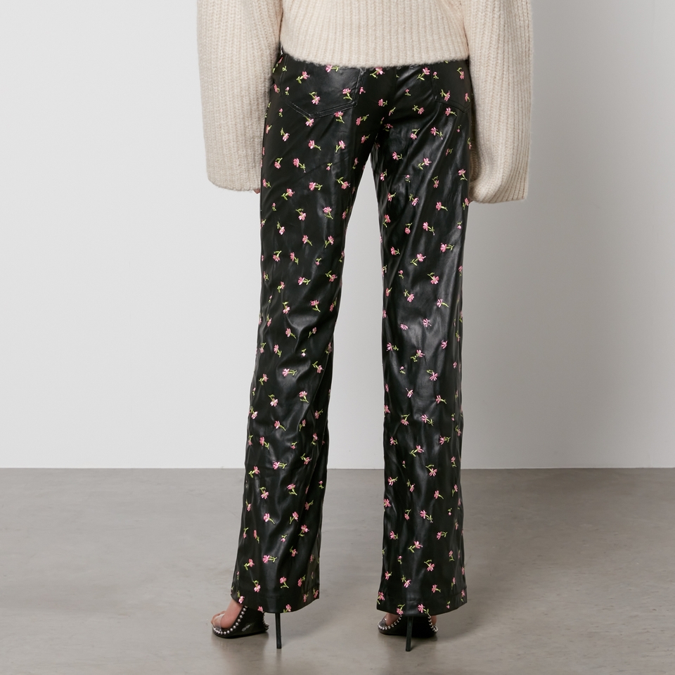 パンツ ROTATE BIRGER CHRISTENSEN BLACK FAUX LEATHER TROUSERS ROTATE BIRGER CHRISTENSEN Lace-up faux-leather flared pants