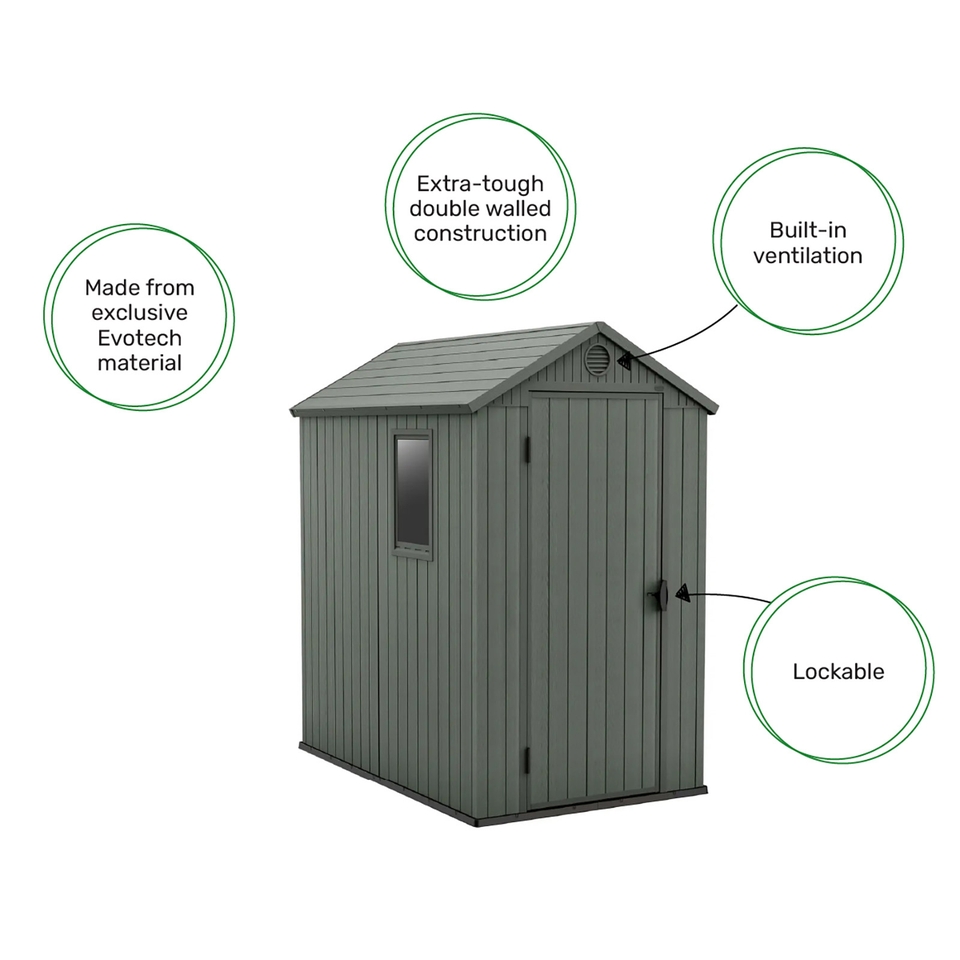 Keter Darwin 4x6 Apex Outdoor Storage Shed - Green