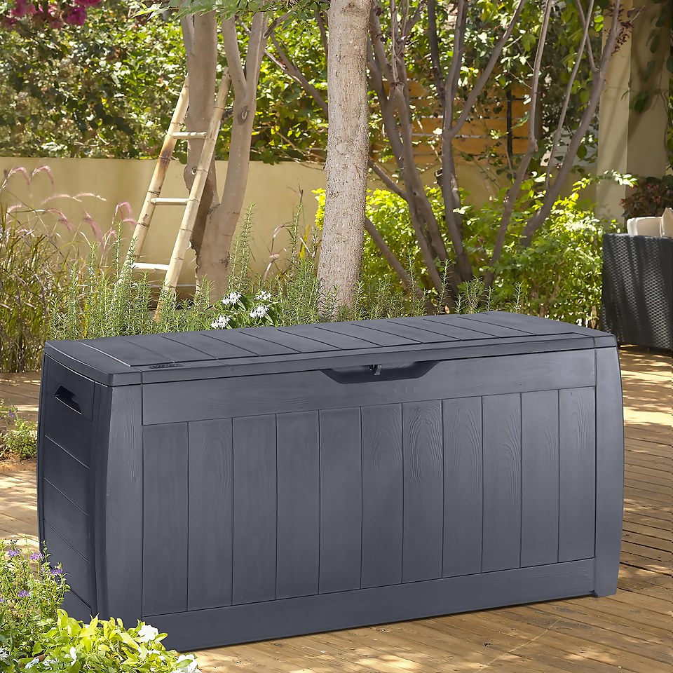 Homebase Essentials Hollywood Outdoor Garden Storage Box 270L  - Grey