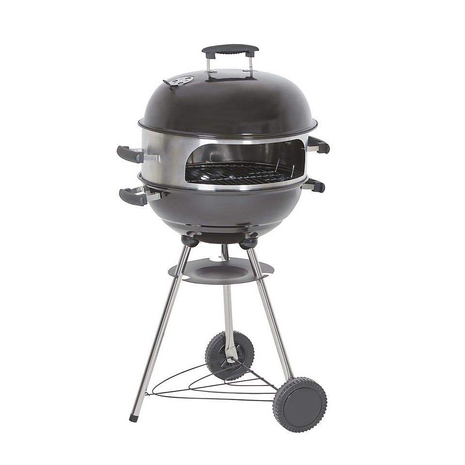 Homebase 47cm Kettle Charcoal BBQ with Pizza Oven