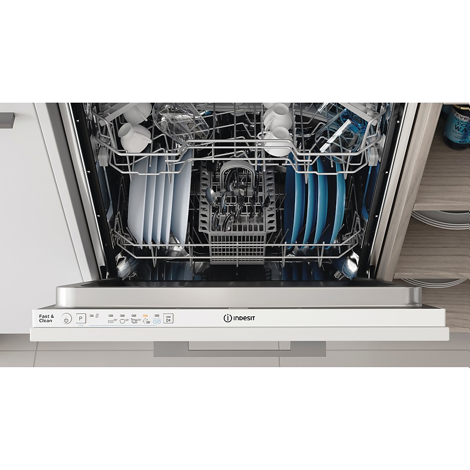 Indesit D2IHL326UK Fully Integrated Full Size Dishwasher - White Control Panel