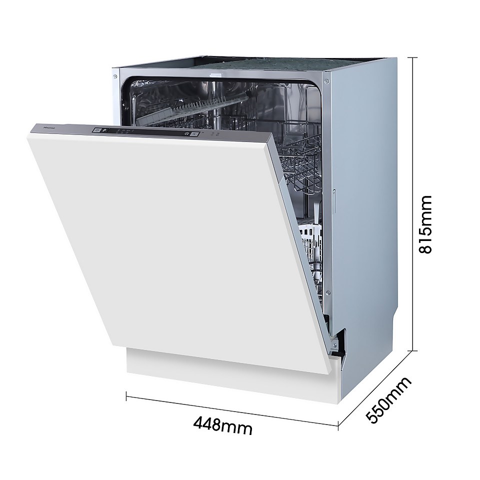 Hisense HV622E15UK Fully Integrated Full Size Dishwasher - Silver Control Panel