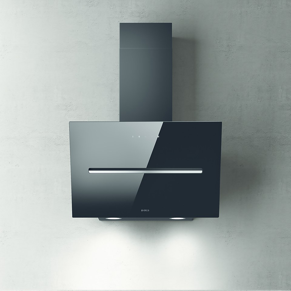 Elica SHYBLK60 60cm Angled Chimney Cooker Hood Black Glass Homebase