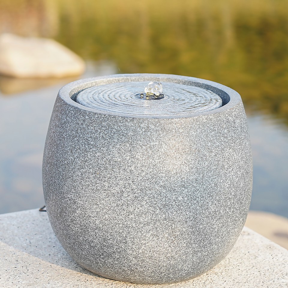 Stone Bowl Garden Water Feature with LEDs