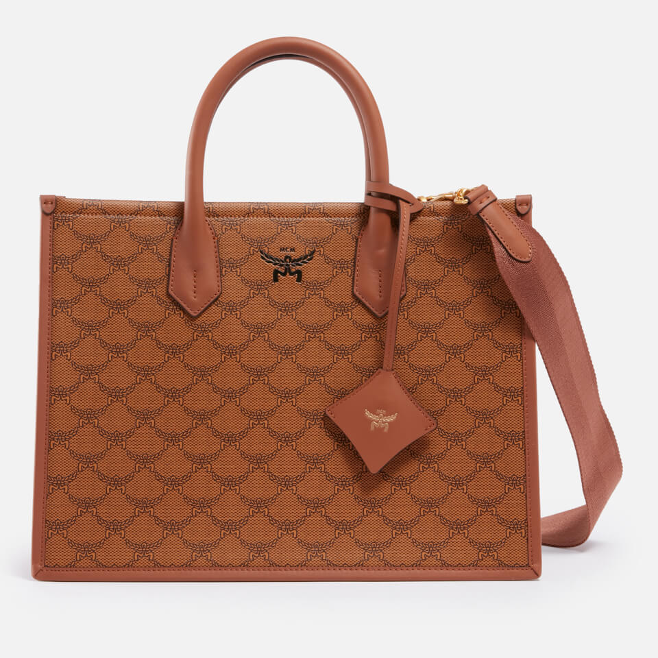 MCM Lauretos Coated-Canvas and Leather Tote Bag