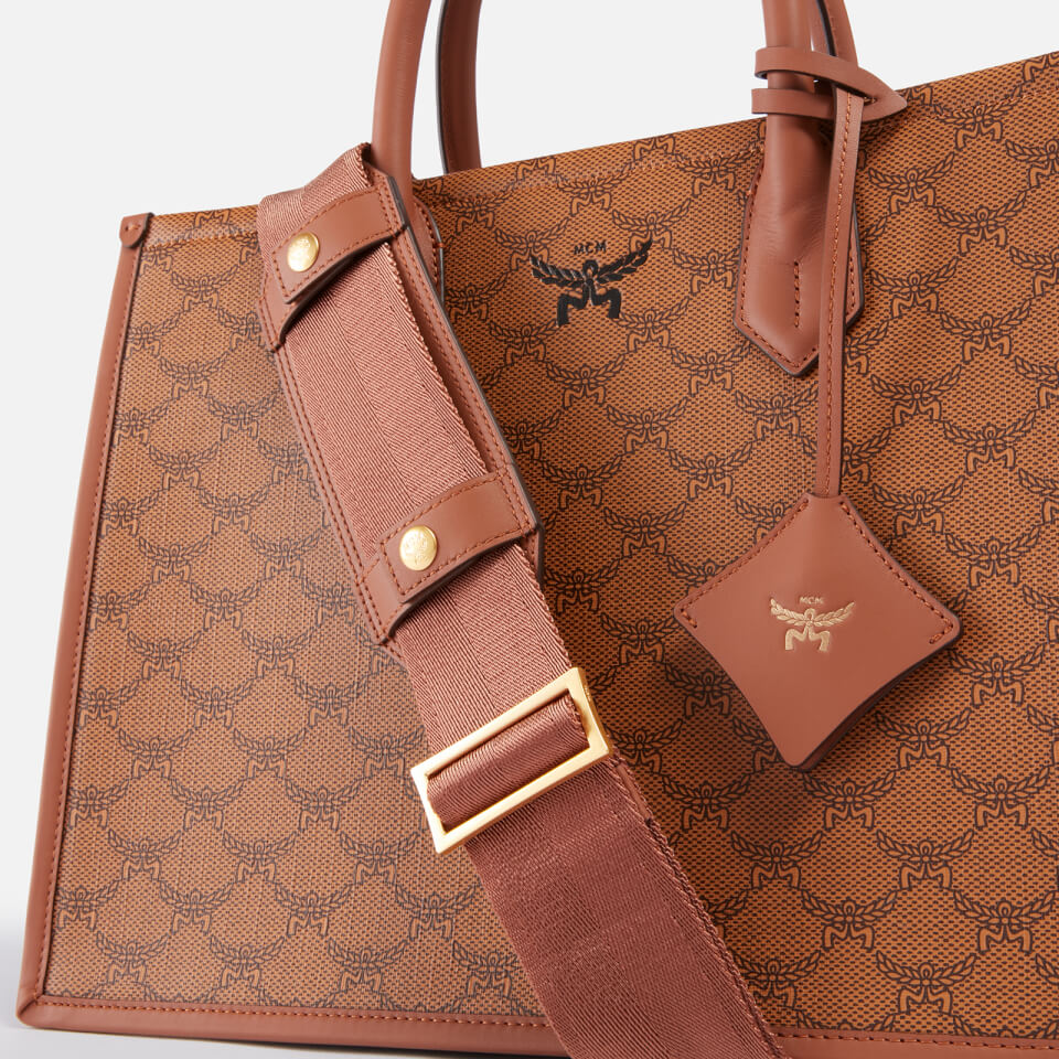 MCM Lauretos Coated-Canvas and Leather Tote Bag