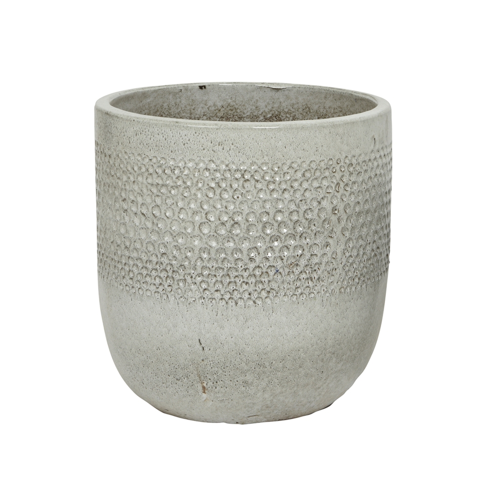 Singer Off White Fibre Clay Glazed Outdoor Planter - Large
