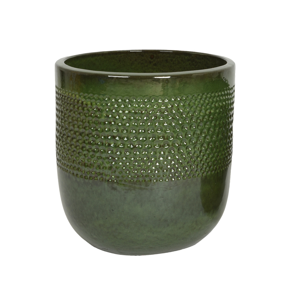 Singer Green Fibre Clay Glazed Outdoor Planter - Large