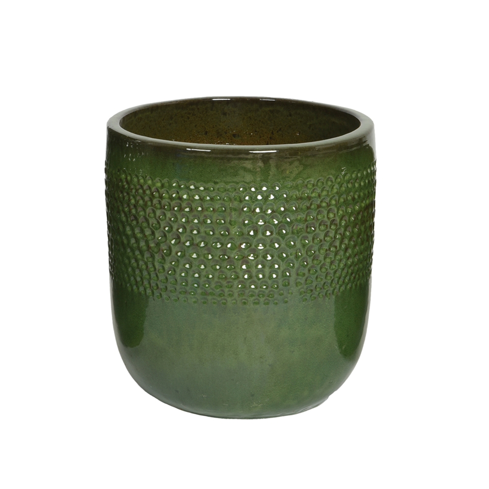 Singer Green Fibre Clay Glazed Outdoor Planter - Medium