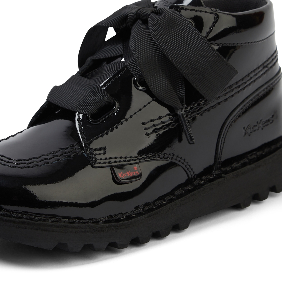 Infant Girls Kick Hi Ribbon Patent Leather Black