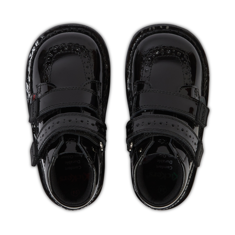Junior Girls Kick Hi Vel Brogue Patent Leather Black