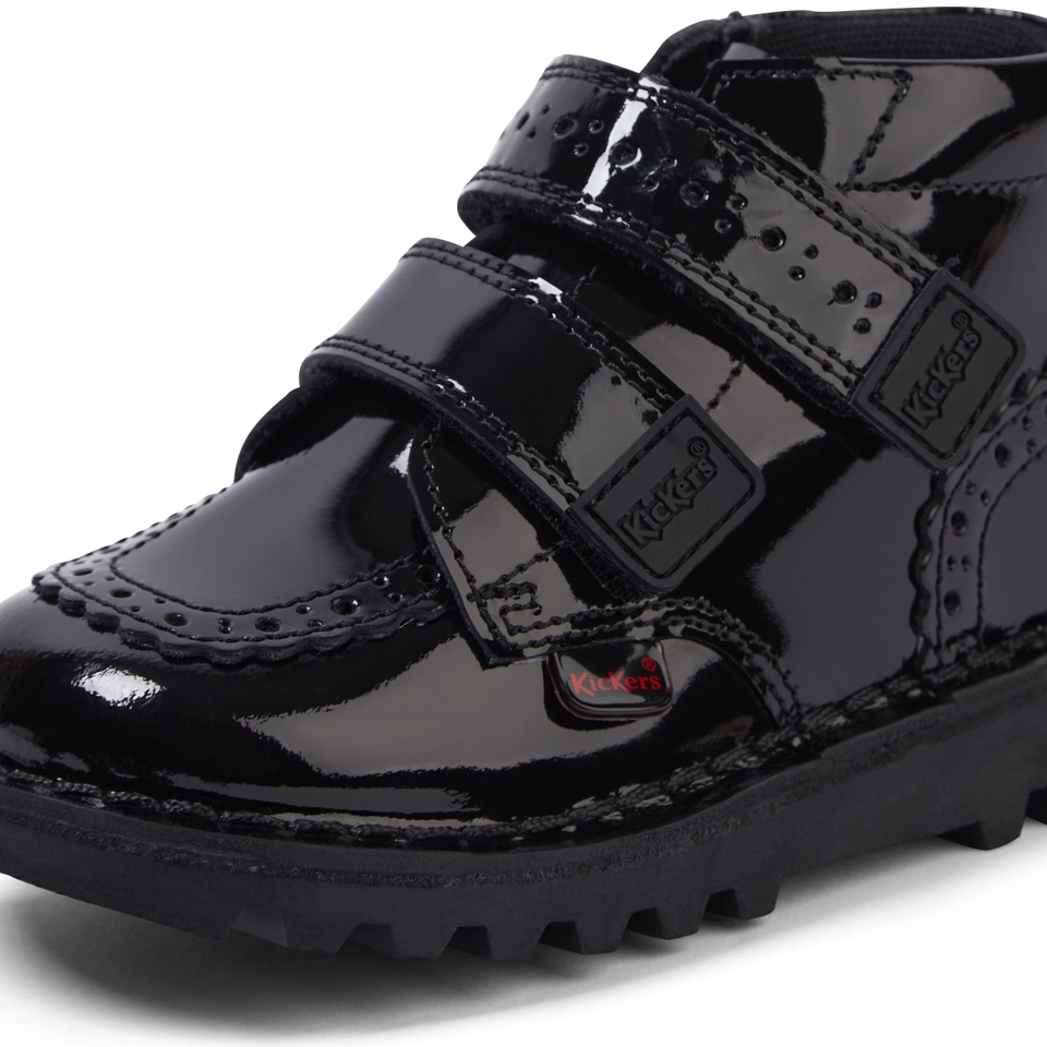 Junior Girls Kick Hi Vel Brogue Patent Leather Black