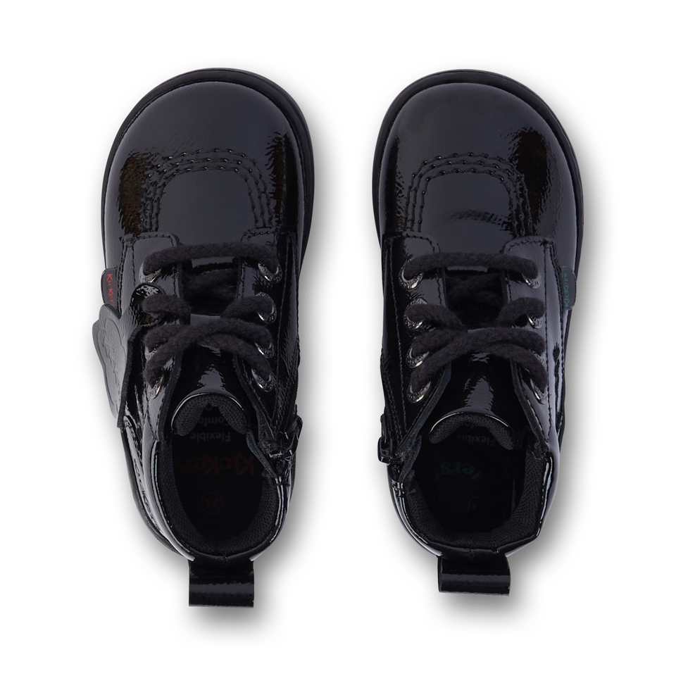 Infant Unisex Playflex Hi Crinkle Patent Leather Black