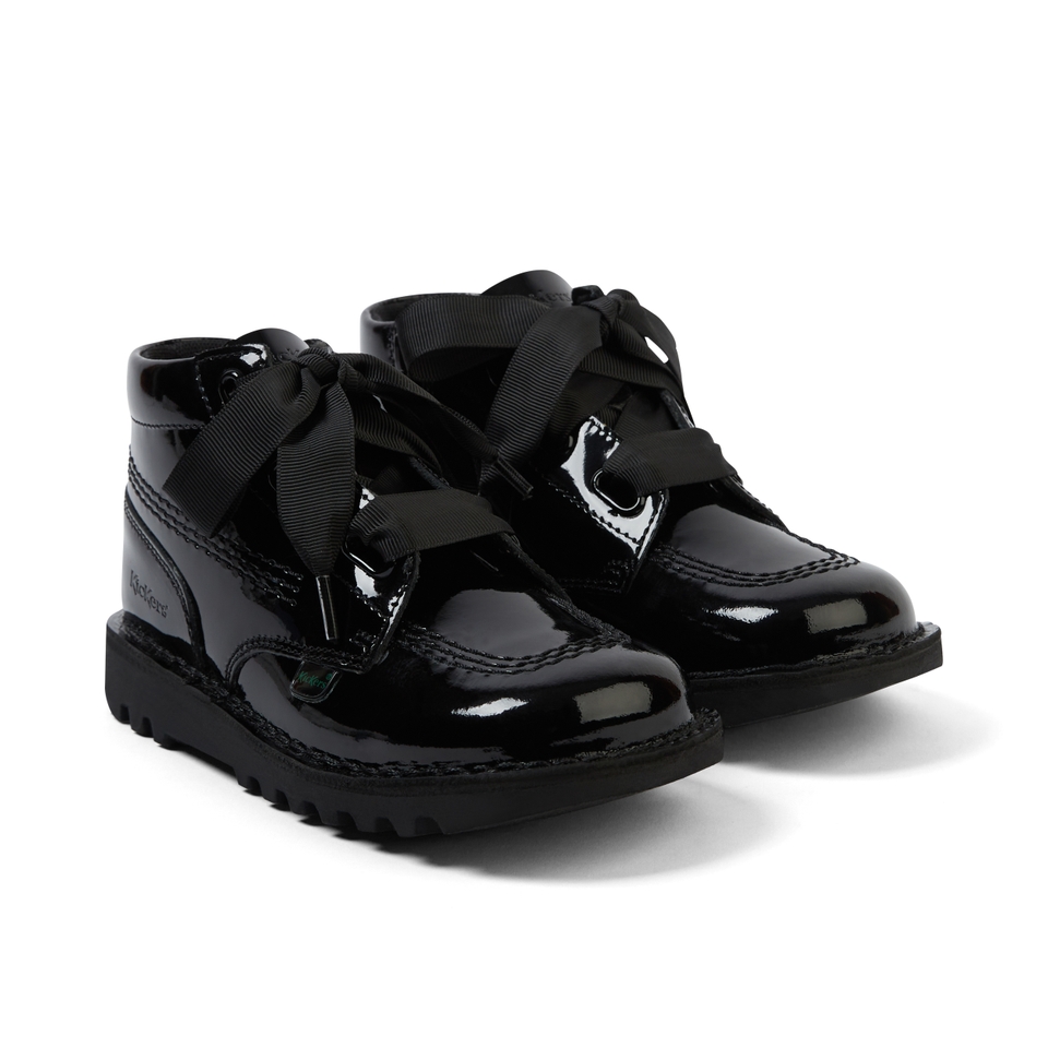 Junior Girls Kick Hi Ribbon Patent Leather Black
