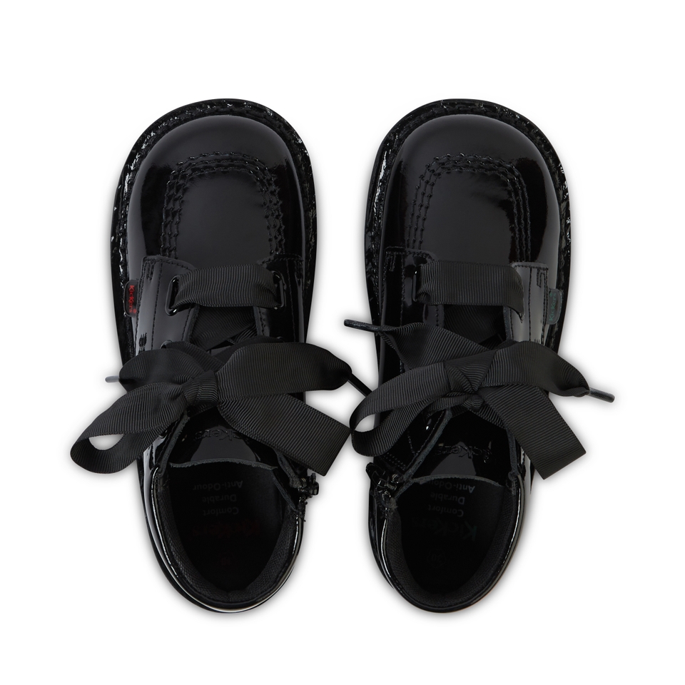 Junior Girls Kick Hi Ribbon Patent Leather Black
