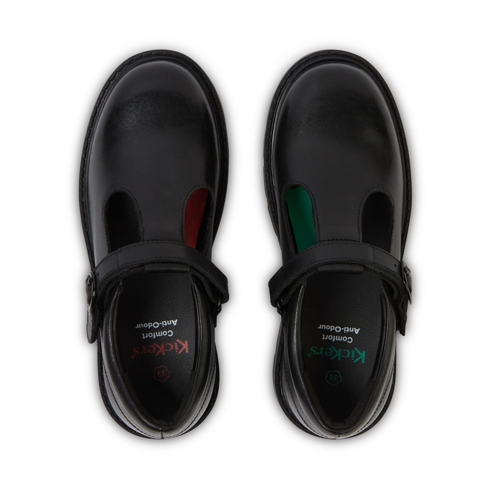 Junior Girls Kori T Bar Leather Black