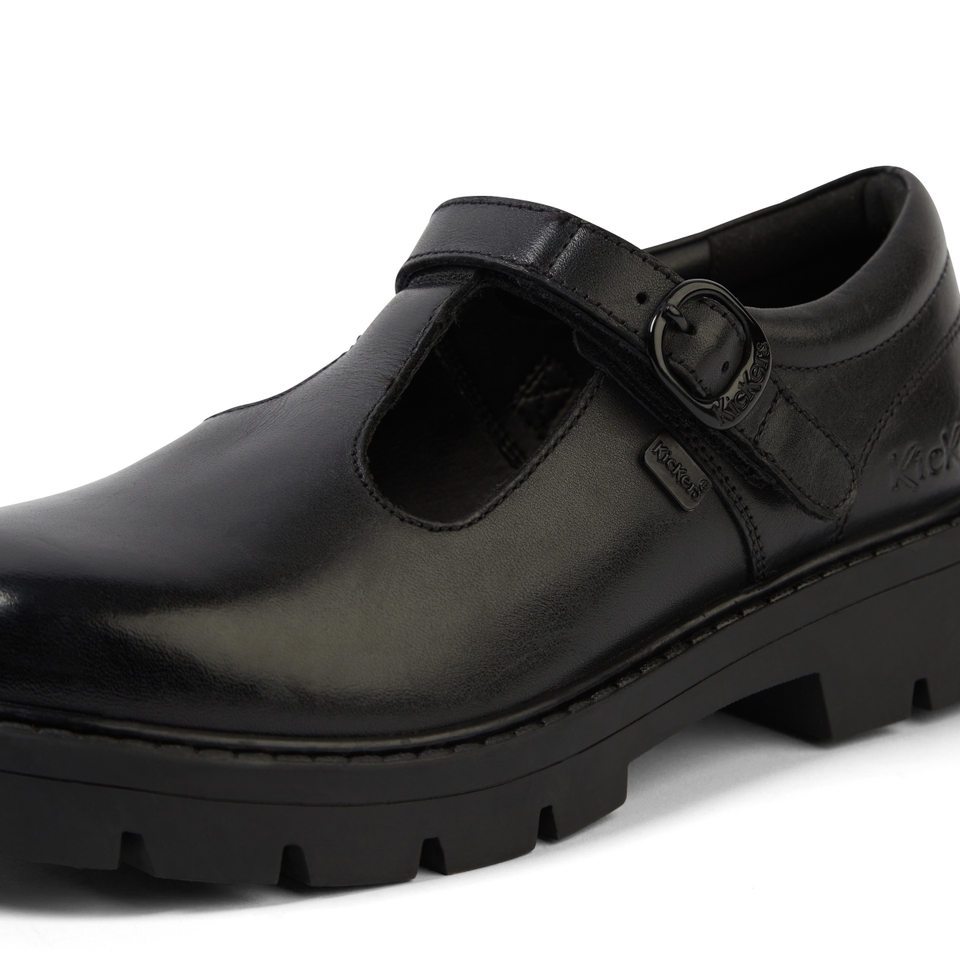 Junior Girls Kori T Bar Leather Black