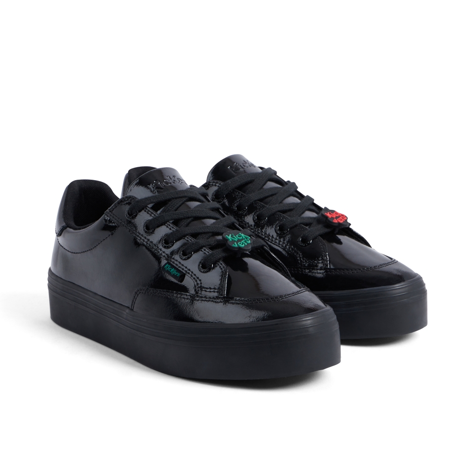 Youth Women Tovni Stack Lo Flower Patent Leather Black