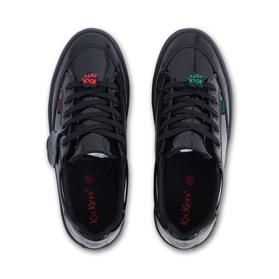 Youth Women Tovni Stack Lo Flower Patent Leather Black