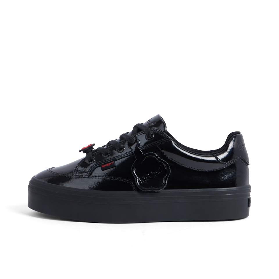 Youth Women Tovni Stack Lo Flower Patent Leather Black