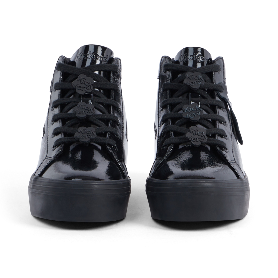 Youth Womens Tovni Stack Hi Flower Patent Leather Black