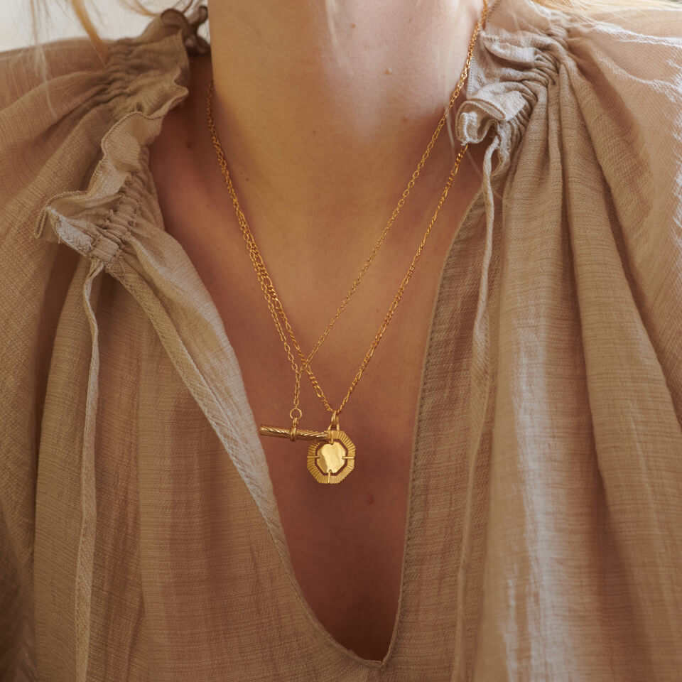 Daisy London Estee Lalonde 18-Karat Gold-Plated T-Bar Necklace