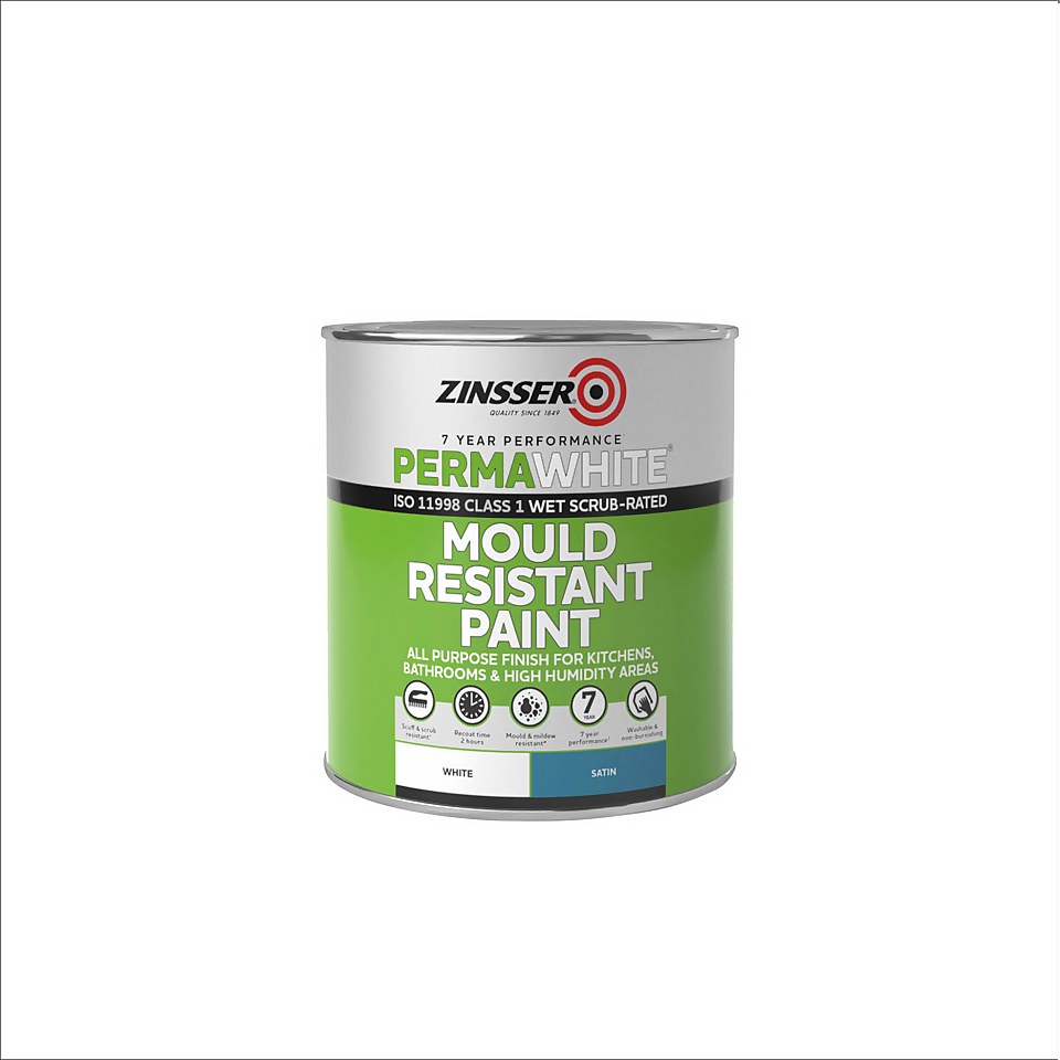 Zinsser PermaWhite Mould Resistant Paint Satin White - 1L