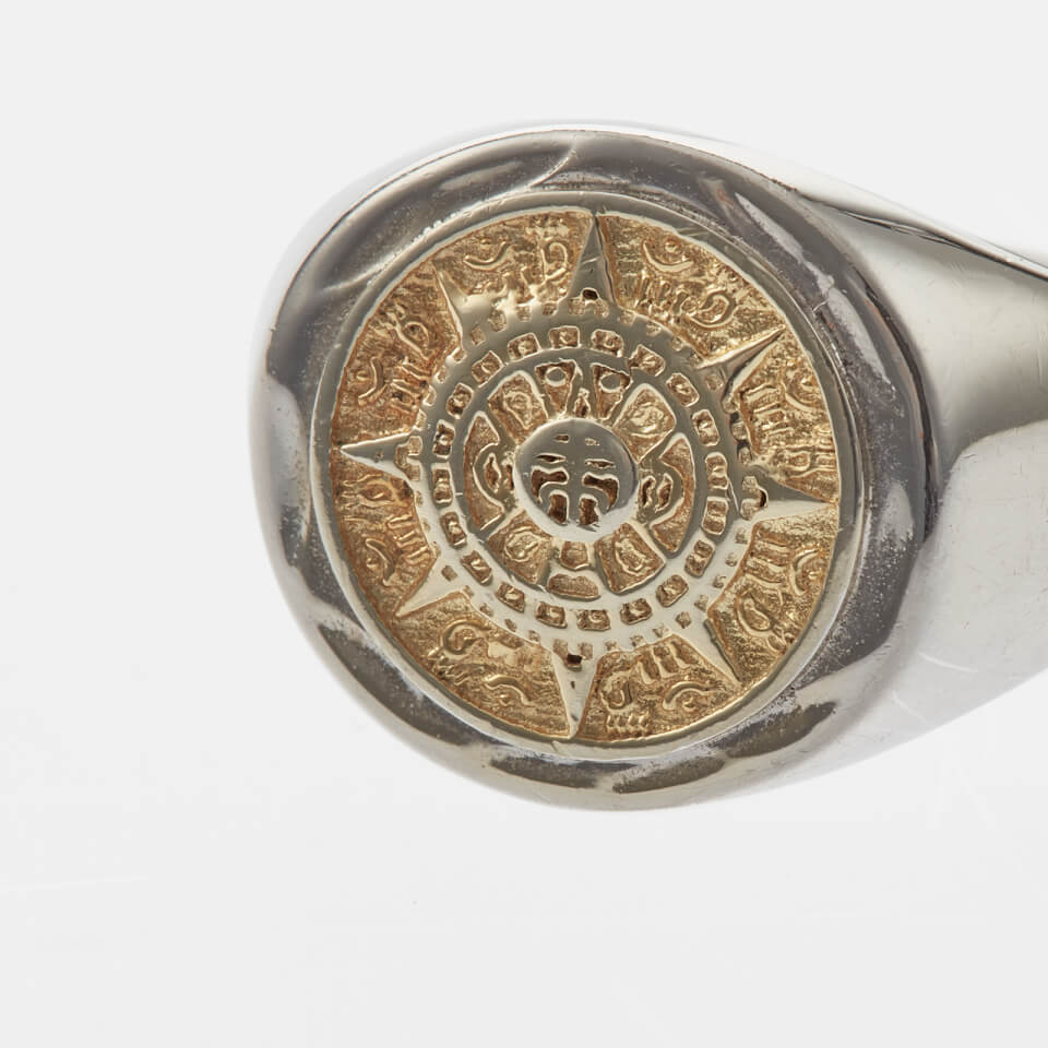 Serge Denimes Compass Gold Tone Sterling Silver Signet Ring