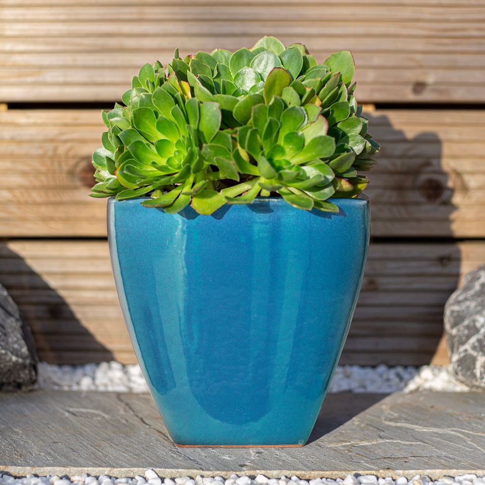 Chiswick Square Plant Pot - Green - 23cm