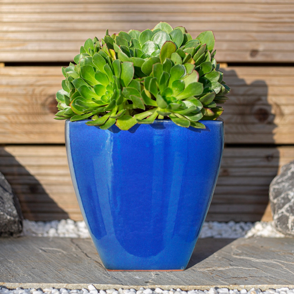Chiswick Square Plant Pot - Imperial Blue - 35cm