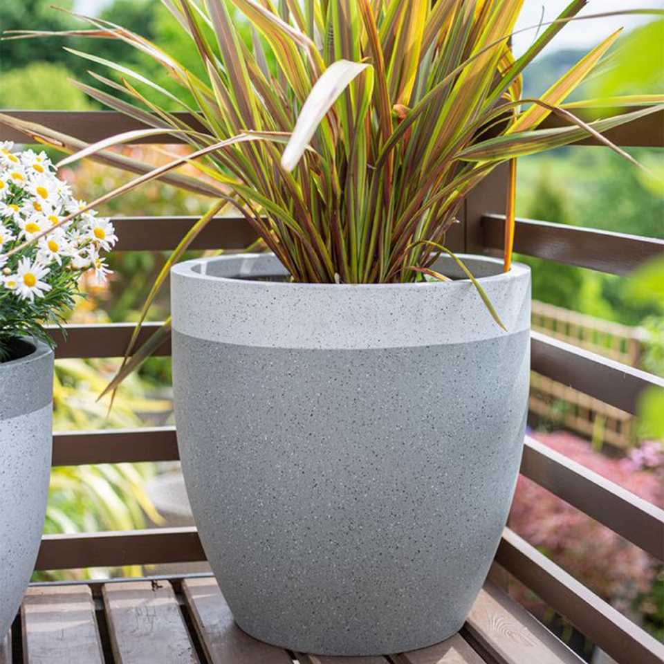 Sierra Contrast Plant Pot - Grey & White - 32cm