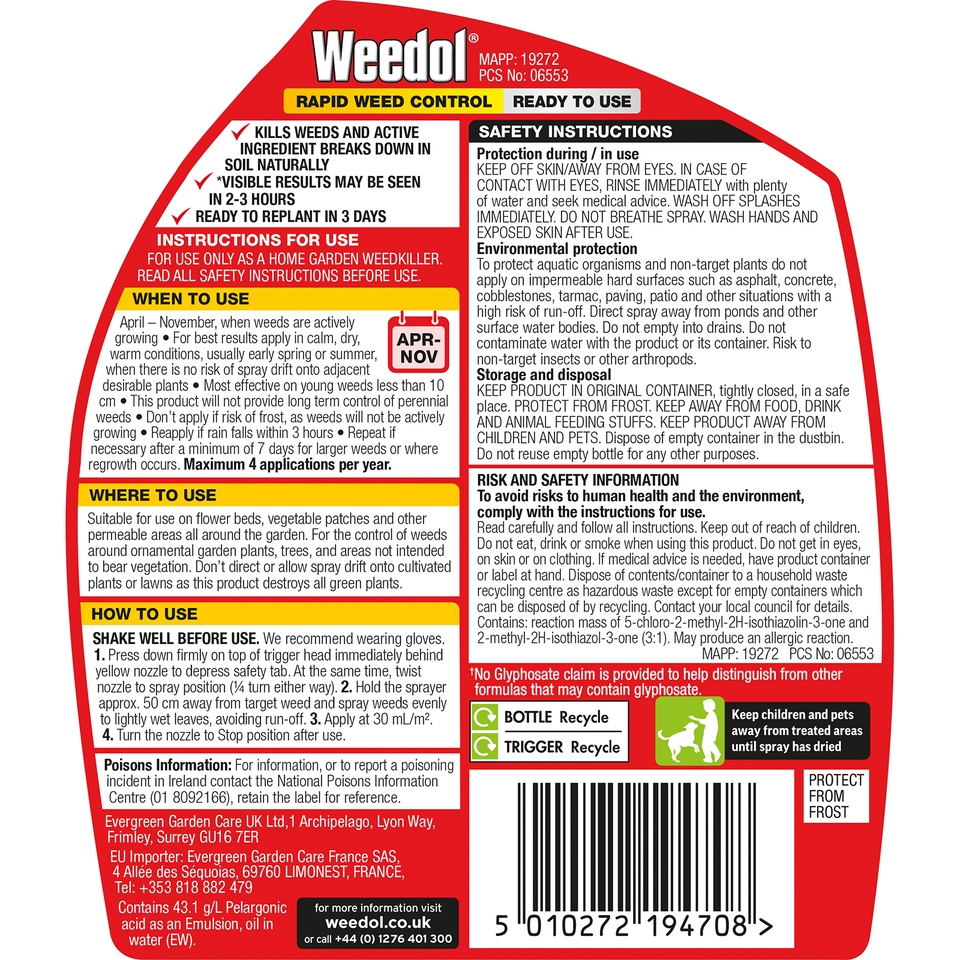 Weedol Rapid Weed Control Ready to Use - 1L