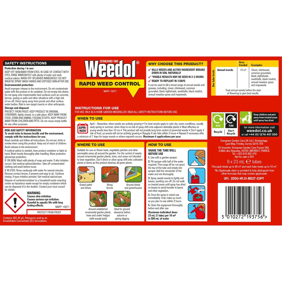 Weedol Rapid Weed Control Concentrate - 6 Tubes