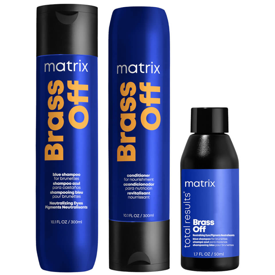 Matrix Brass Off Shampoo, Travel Size Shampoo and Conditioner Bundle for Lightened Brunette Hair