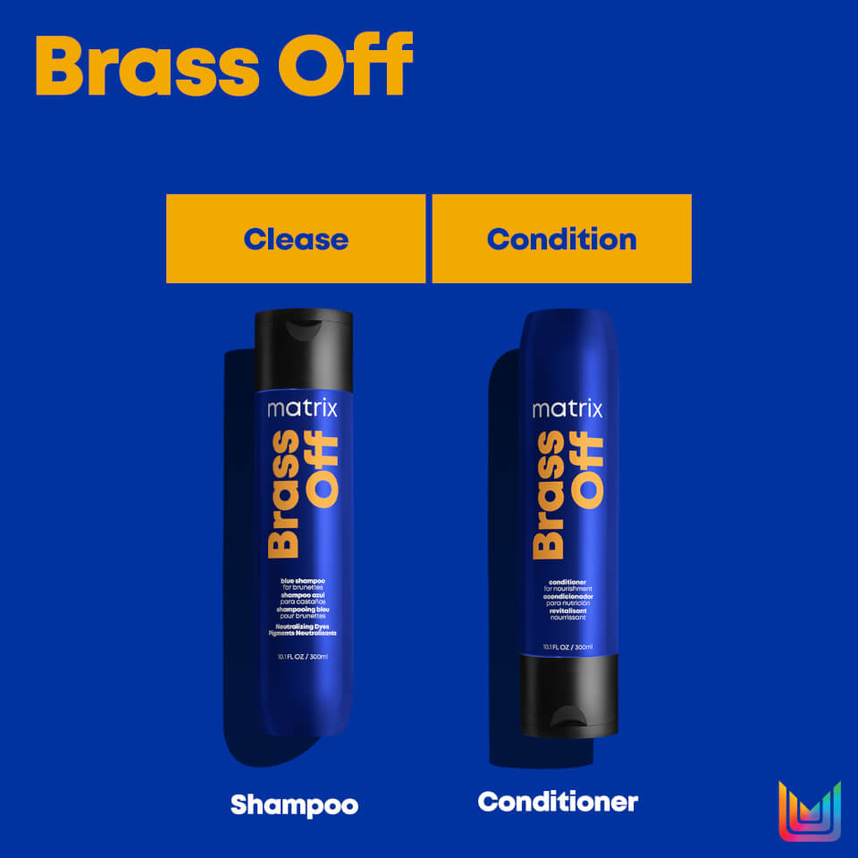 Matrix Brass Off Shampoo, Travel Size Shampoo and Conditioner Bundle for Lightened Brunette Hair