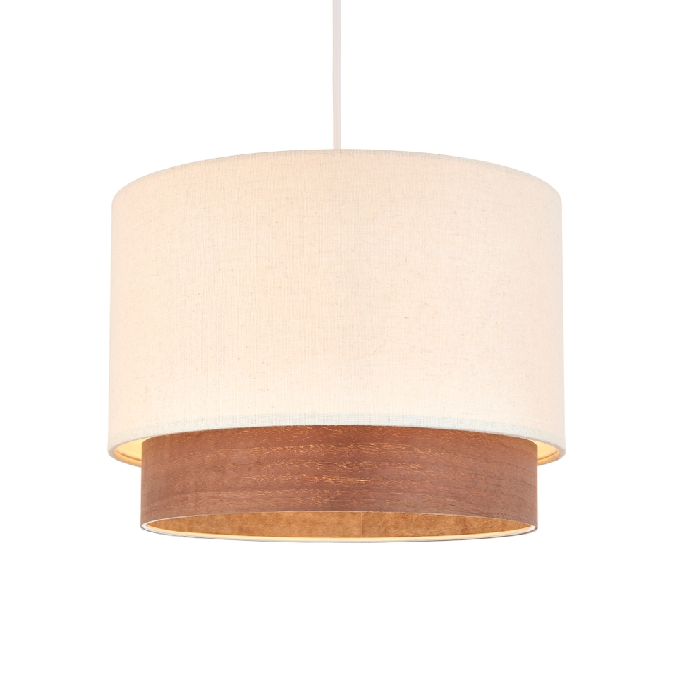 Trisha Linen & Wood Easy Fit Lamp Shade - Natural - 30cm