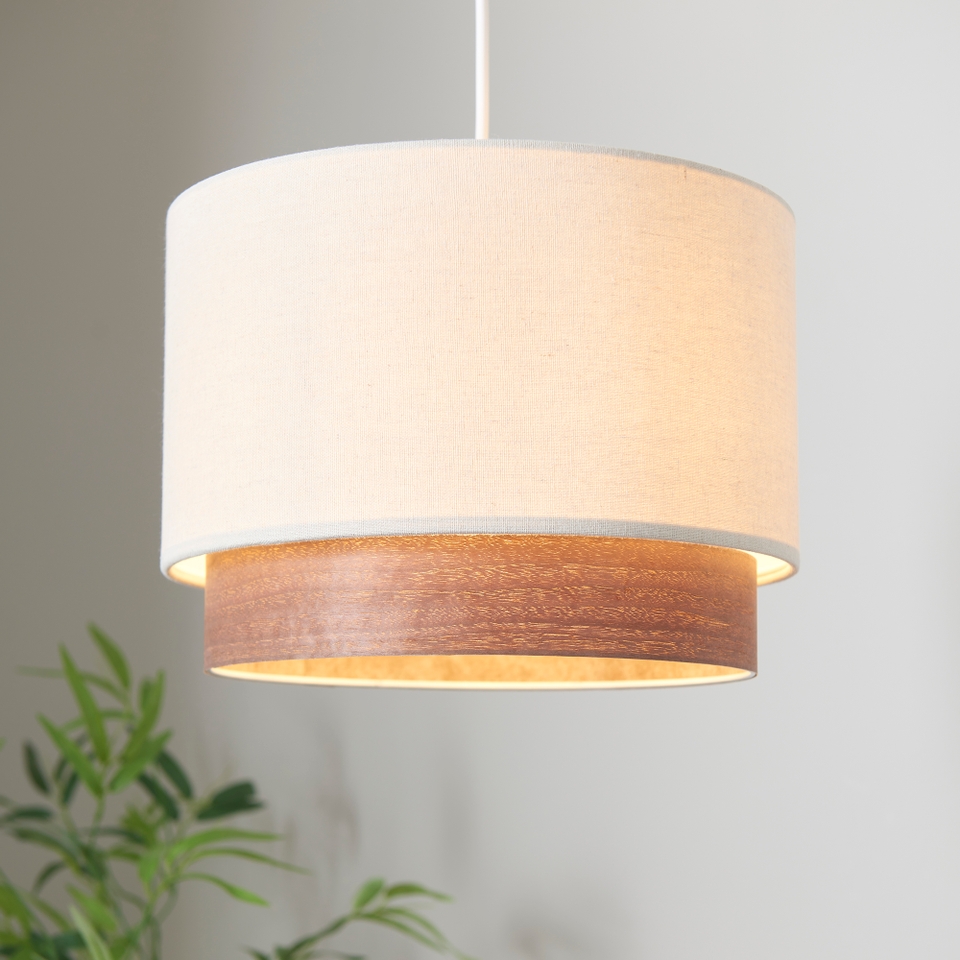 Trisha Linen & Wood Easy Fit Lamp Shade - Natural - 30cm